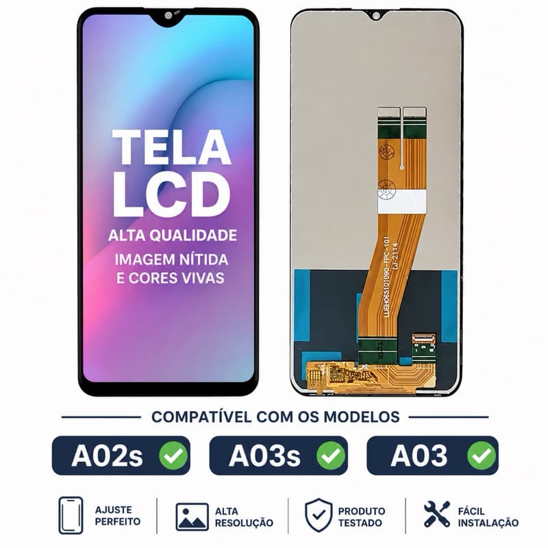 Tela A02s&A03s&A03 Frontal Touch Display Substituição Compatível A025m A037 A035 Lcd 🚚 FULL⚡️