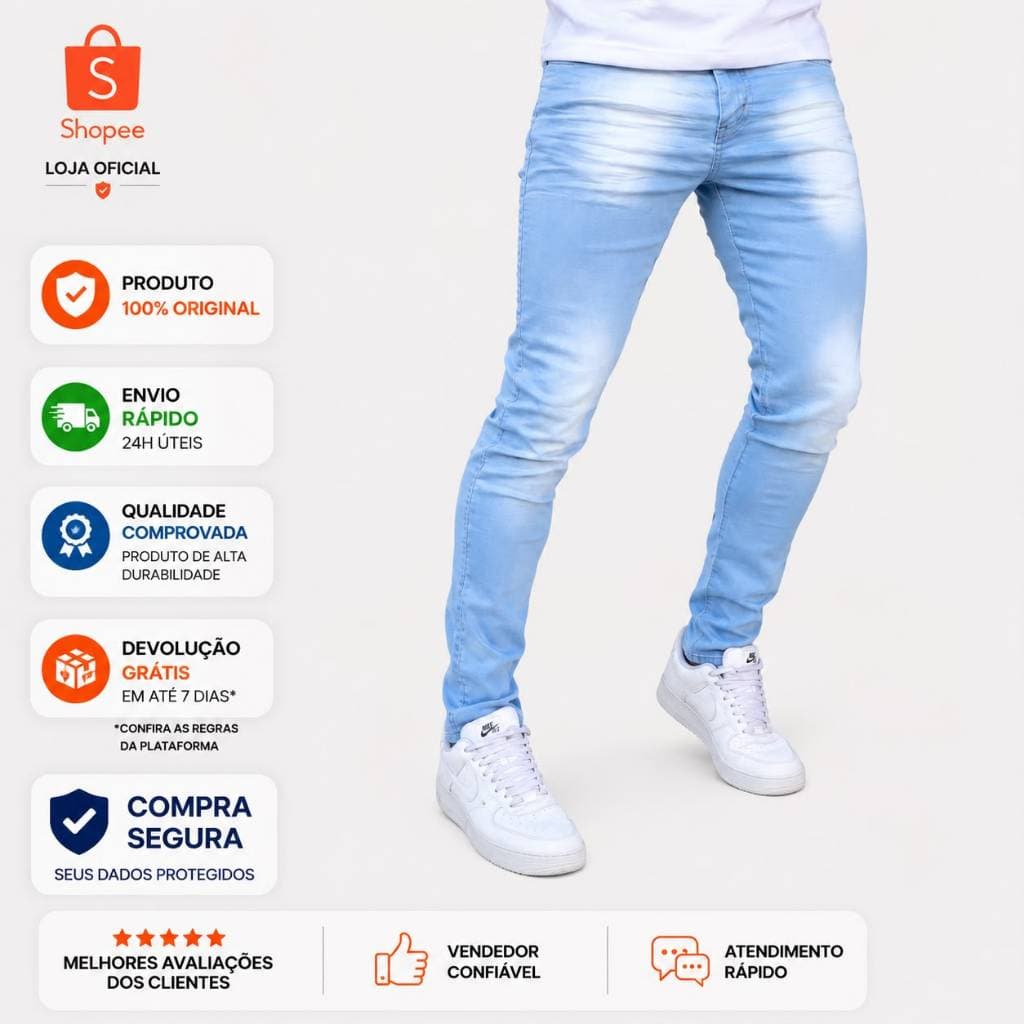 Calça Jeans MASCULINA SKINNY COM LYCRA Alta Durabilidade