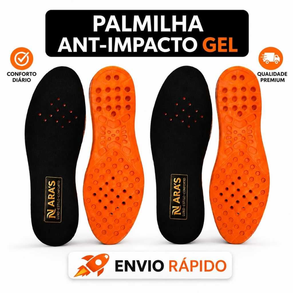 Palmilha Ortopédica Anatômica Nara Gel Anti-Impacto Trabalho Pesado Alivio para os Pês Bota Coturno