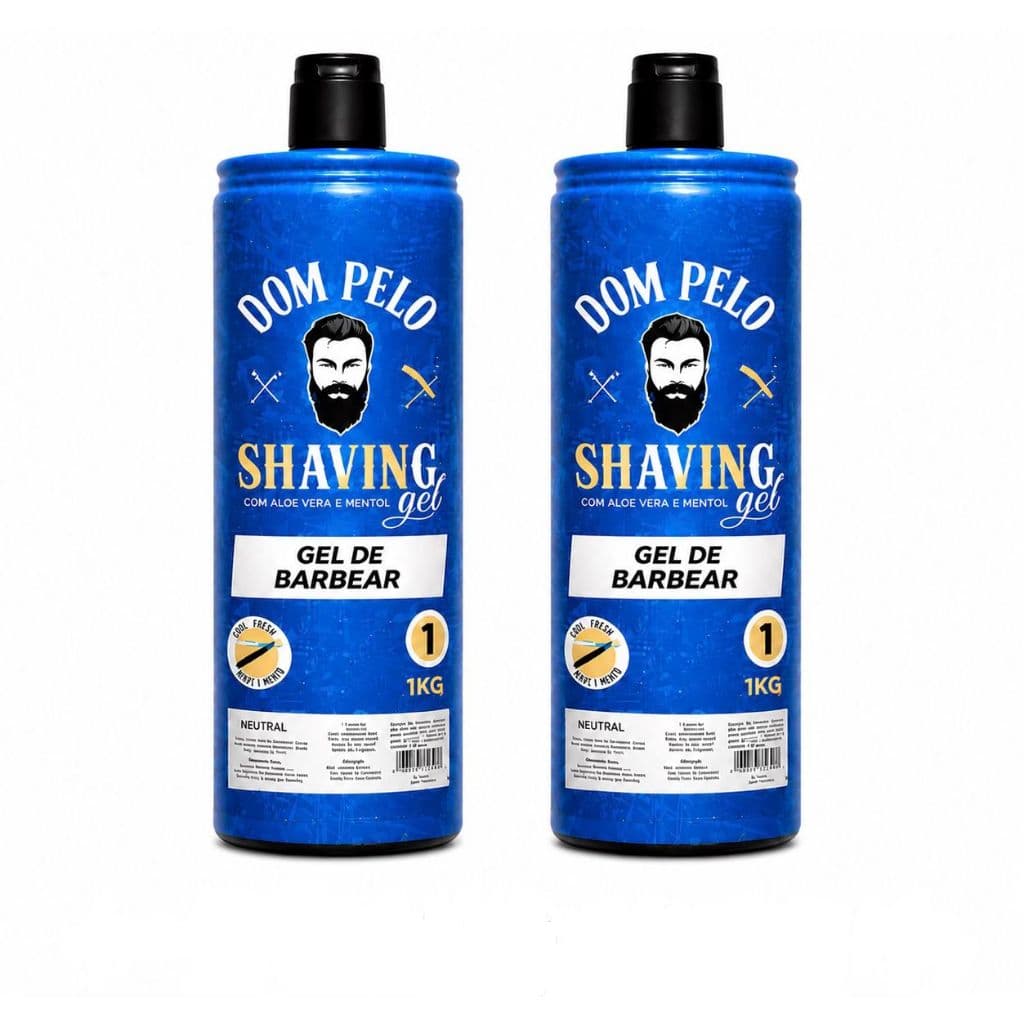 Kit 2x Shaving Gel Dom Pelo 1kg Profissional - Barba Suave Sem Irritações