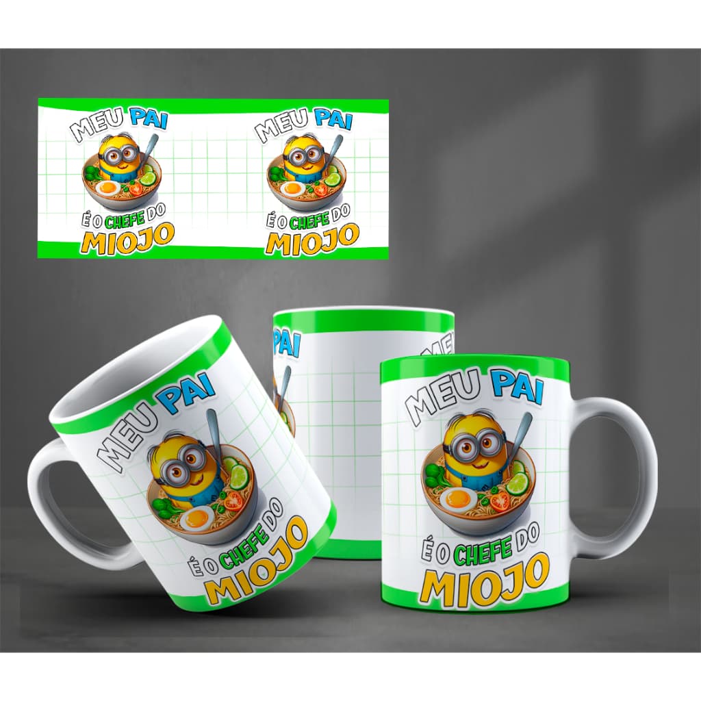 Meu Pai é o Chefe do Miojo (mod010) - Caneca Personalizada Classicas Minions