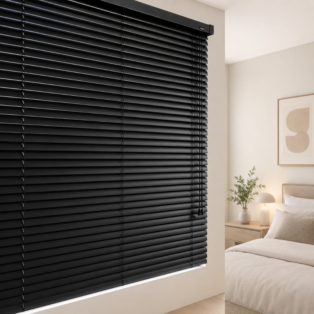 Persiana Horizontal PVC 080x130 Preta para Quarto Sala e Escritório