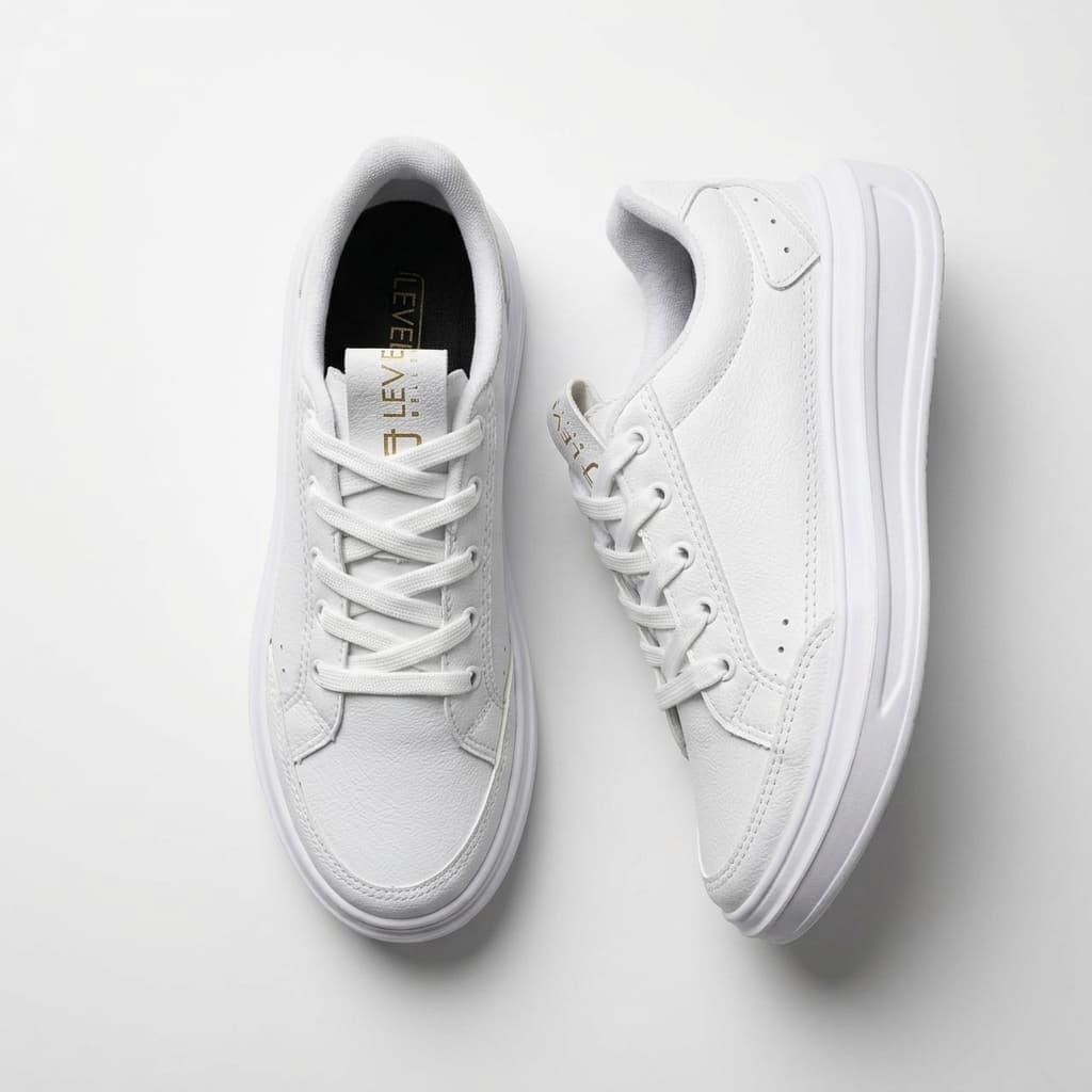 Tênis Feminino Casual Branco Plataforma Flatform Confortável Leve Disponível Branco e No Preto