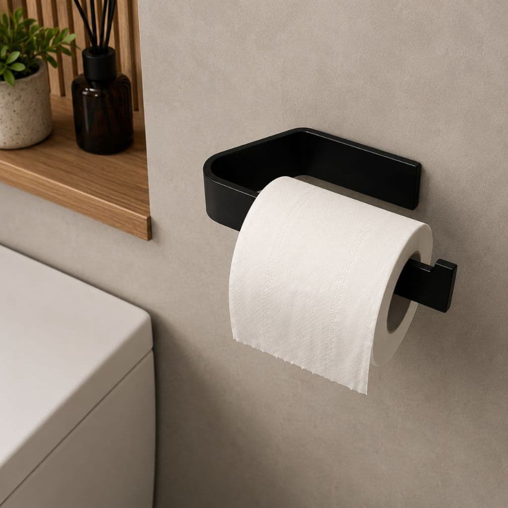 KIT 2 Suportes de Papel Higienico Adesivo Dupla Face, Plástico Resistente, Design Moderno e Compacto