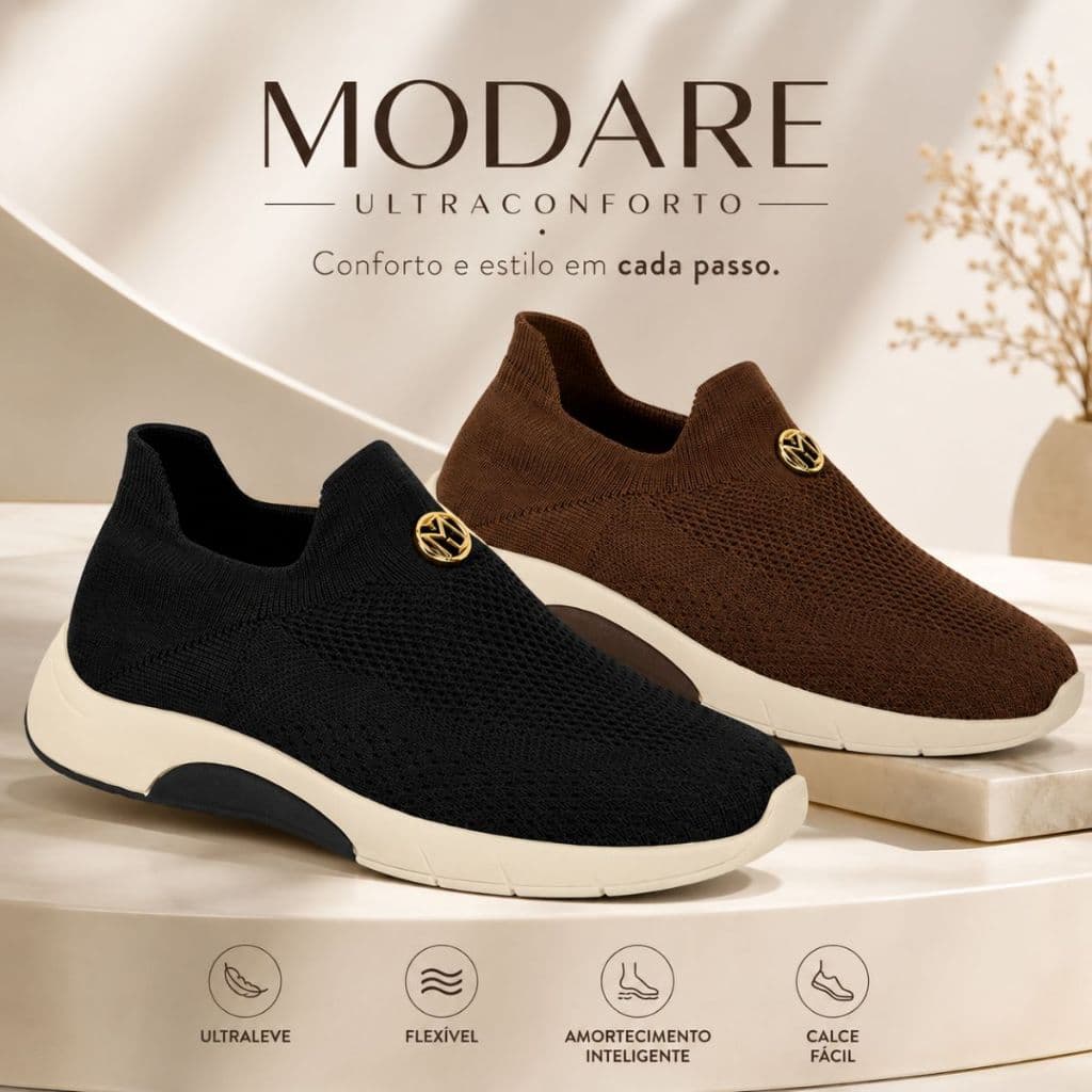 Tênis Feminino Modare Ultraconforto Slip On Ortopédico Confortável Moda Feminina Tendência Original
