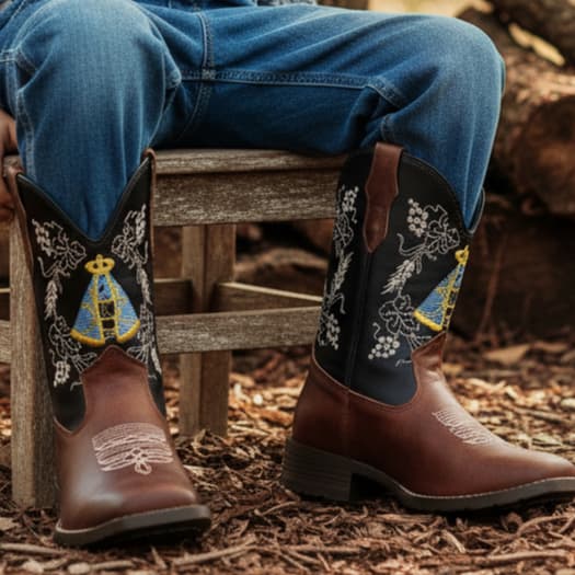 Bota Texana Aparecida Infantil Country Bordada Confortável Para Rodeio E Festa