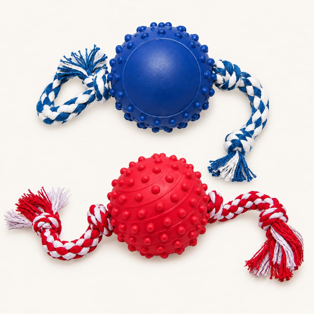 Kit 2 Bolinhas com Corda para Cachorro Brinquedo Pet Mordedor