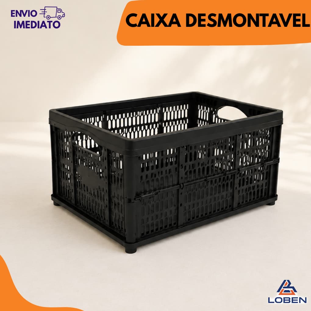 Caixa Organizadora Dobrável 32 Litros com Tampa | Desmontável Multiuso para Roupas, Brinquedos, Compras e Mudanças
