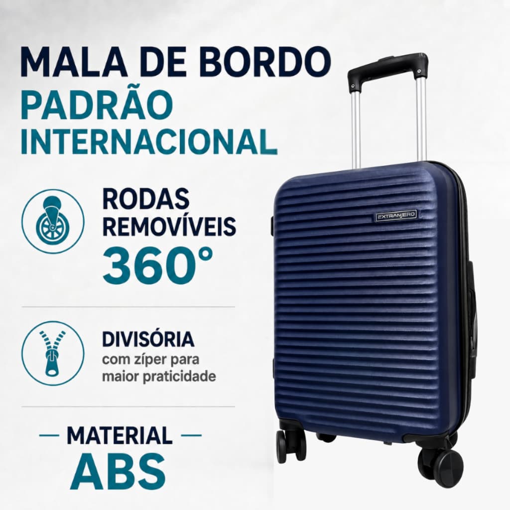 Mala de viagem bordo Até 10kg Anac Internacional Rodas 360º Removíveis e Cadeado TSA