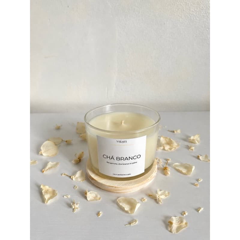 Vela Aromática Artesanal Aroma de Chá Branco 100g | Vela Decorativa Aromática