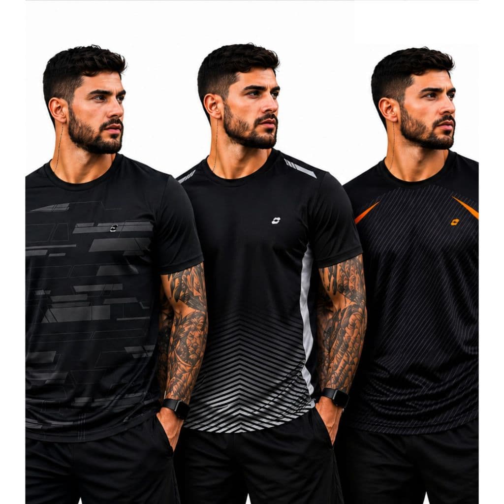 Kit com 3 Camisas Esportivas Dry Fit com Proteção UV 30+ para Academia Gym Atividade Fisica ao Ar Livre Top