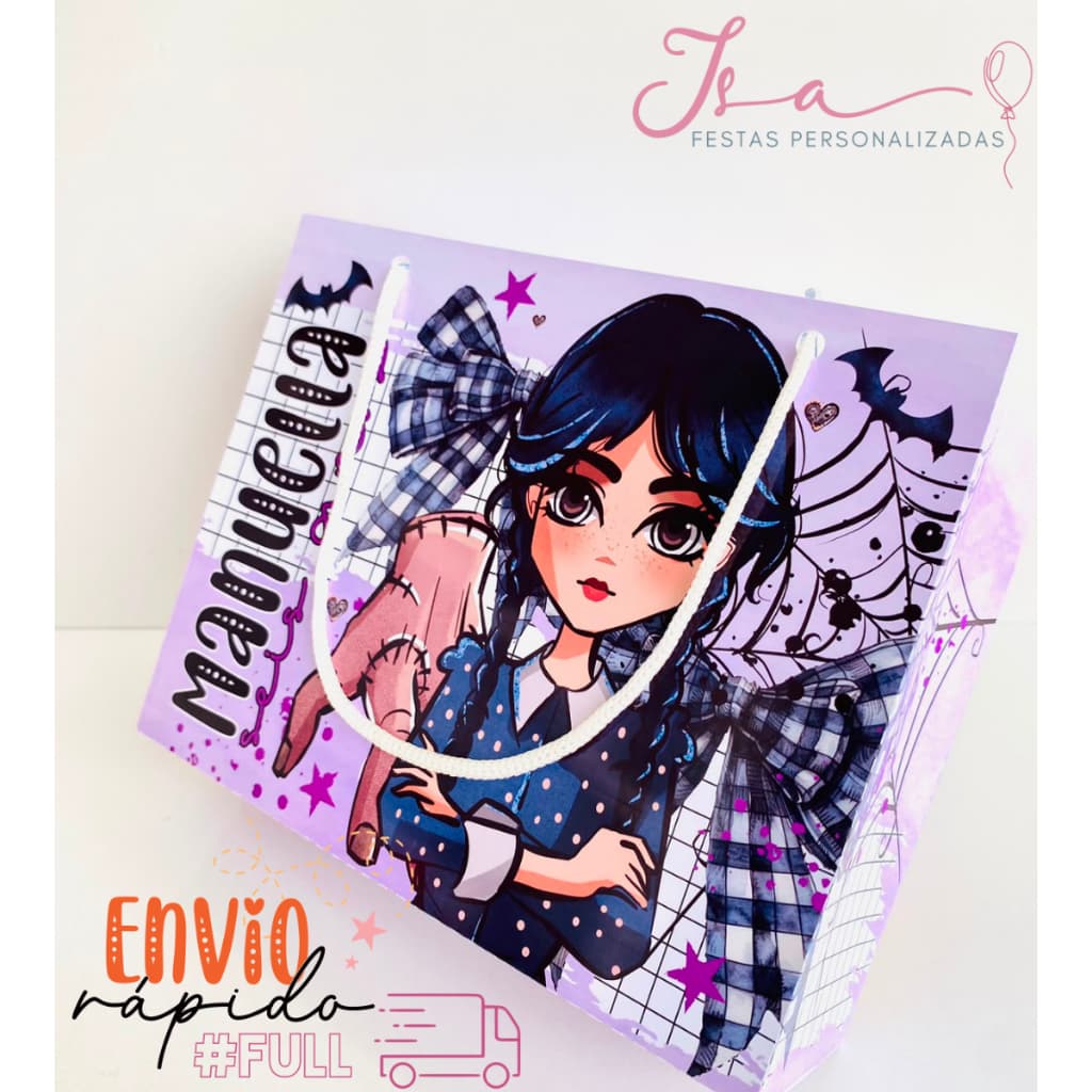 SacolinAhas Wandinha Personalizadas Kit Festa Infantil Pegue e Monte