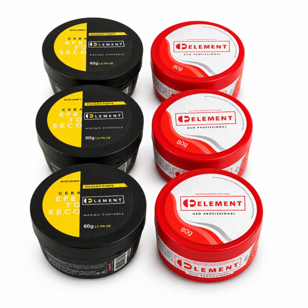 Kit 6 Unidades Pomada Modeladora  Element Efeito cera e Brilho Uso Profissional
