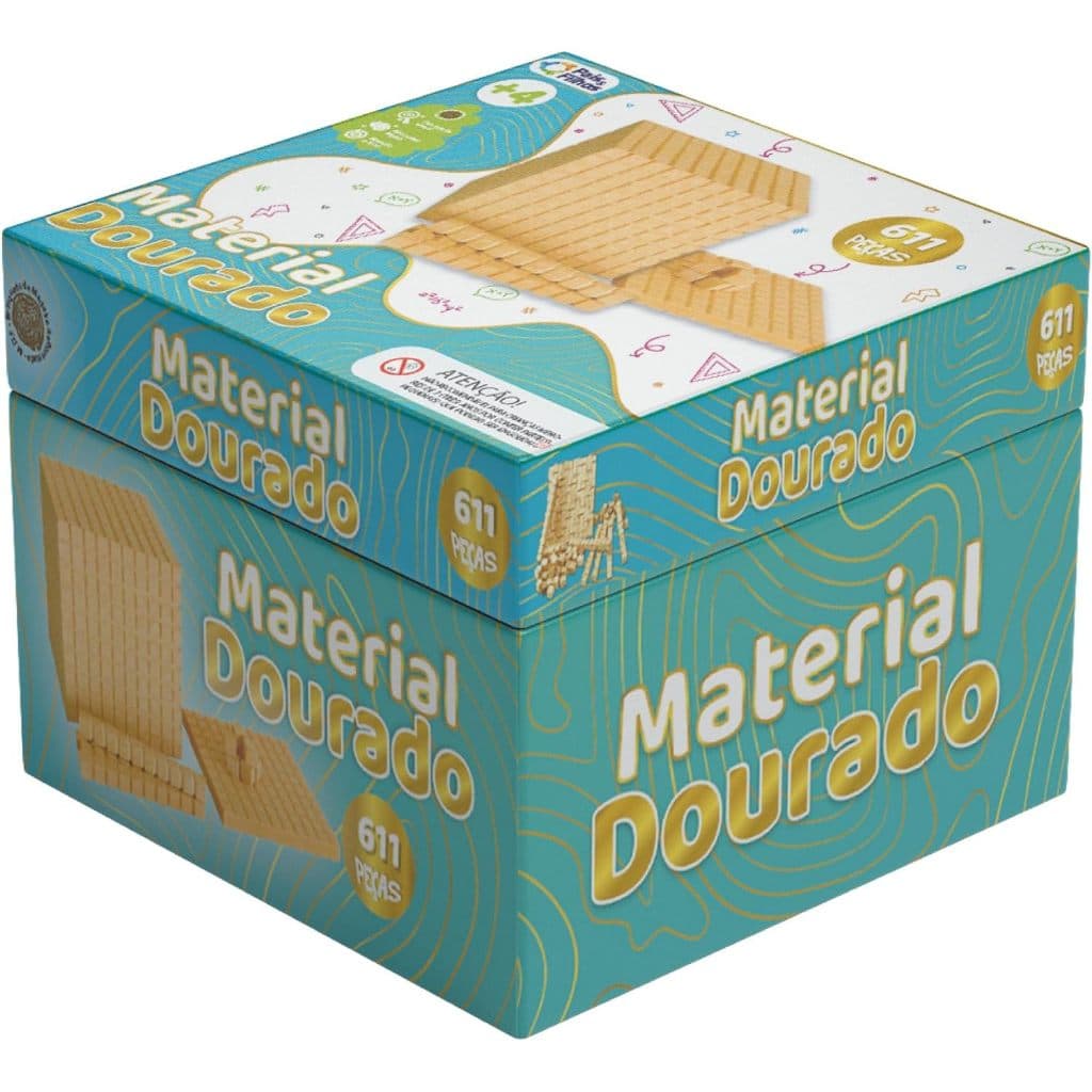 Material Dourado em Madeira Pais & Filhos 611 Peças Escolar e Pedagógico