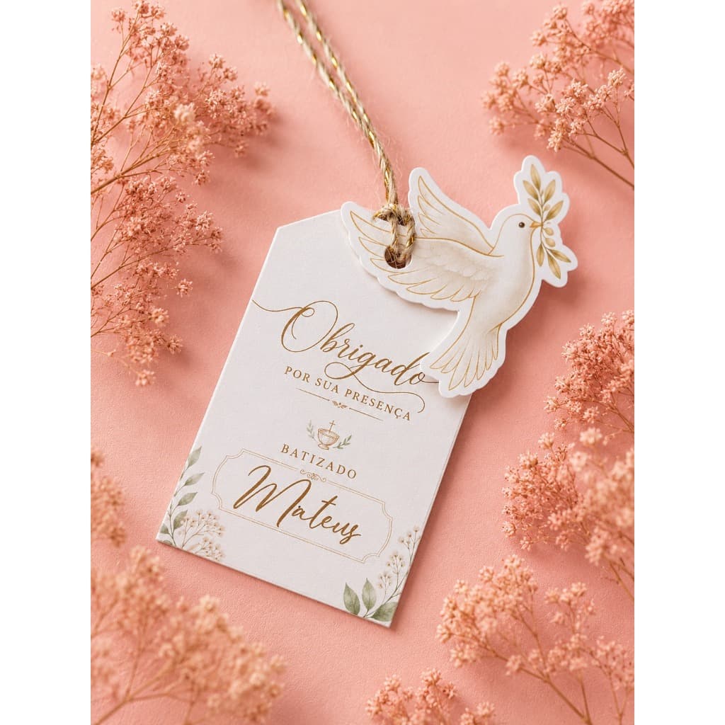 Tag Personalizada para Lembrancinha de Batizado | Agradecimento Batismo | Papel Offset 180g | Kits com 15, 30, 45 e 60