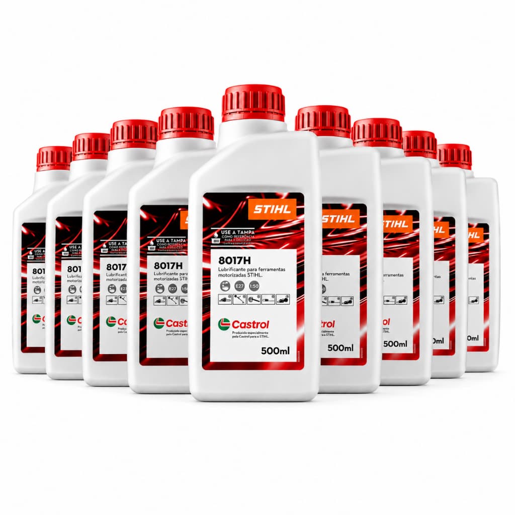 Kit 10 Óleo Castrol Stihl Para Motor 2T 8017H Lubrificante Óleo Para Motores 2 Tempos 500ml