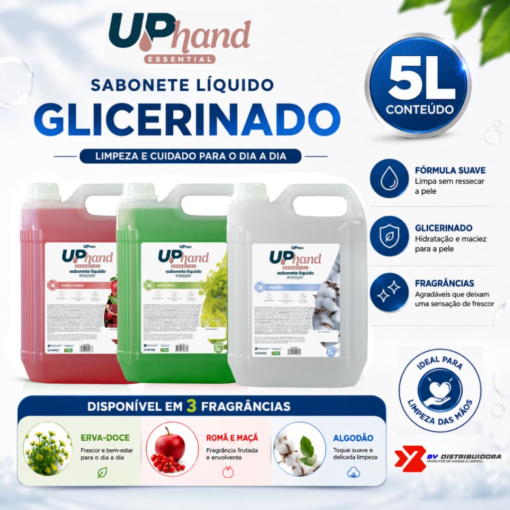 Sabonete Líquido Glicerinado 5L Goedert Nobre UpHand UpPro Limpeza Suave Higiene Mãos Toque Macio