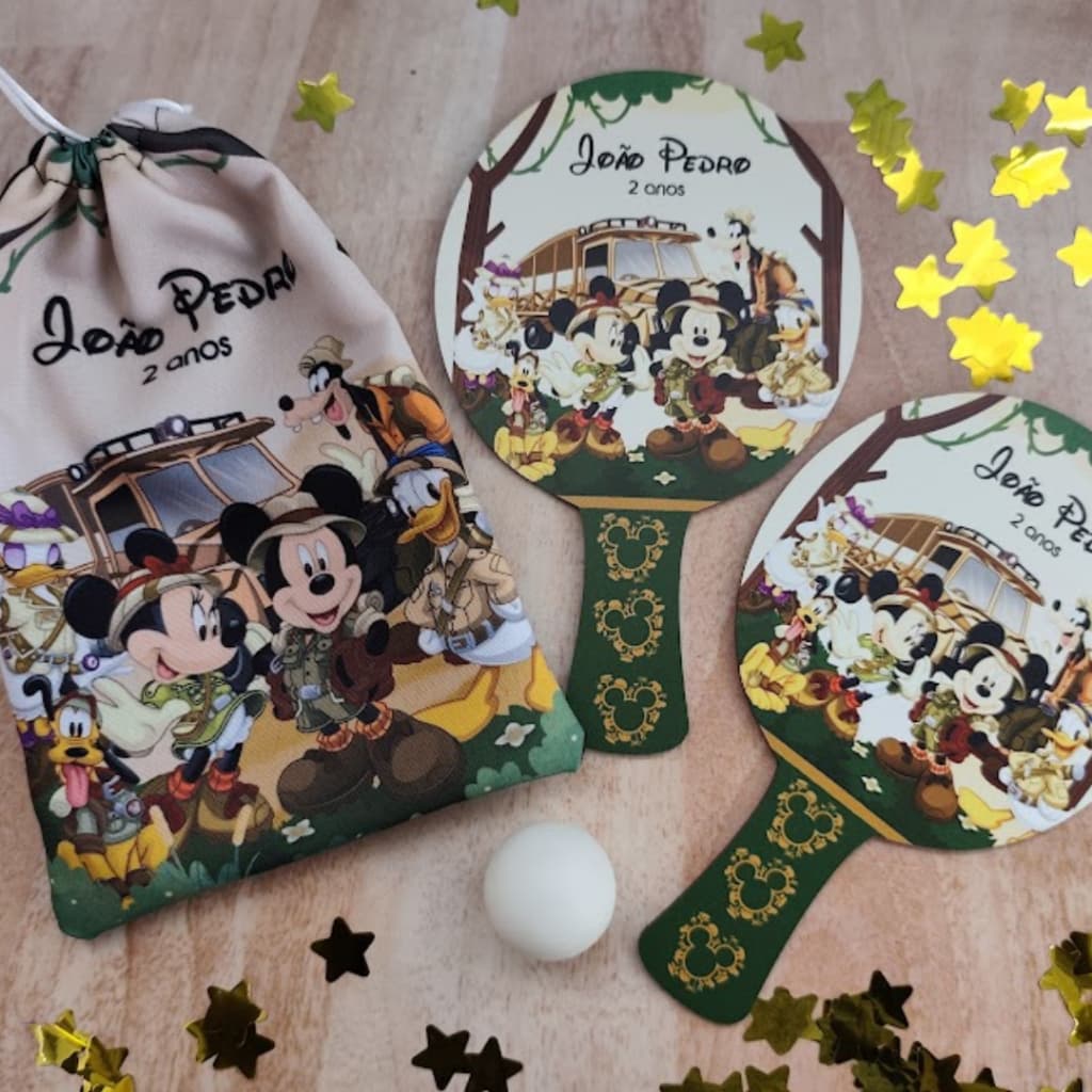 Kit Raquetes Ping Pong com saco de tecido 20 kits Personagens
