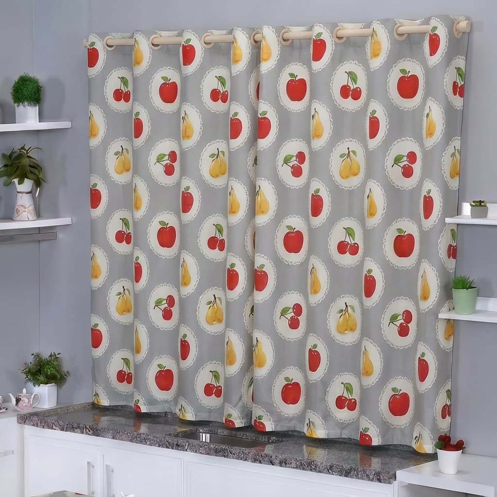 Cortina de Cozinha Oxford Estampada 2,00x1,40 Casa Qualidade Premium Resistente