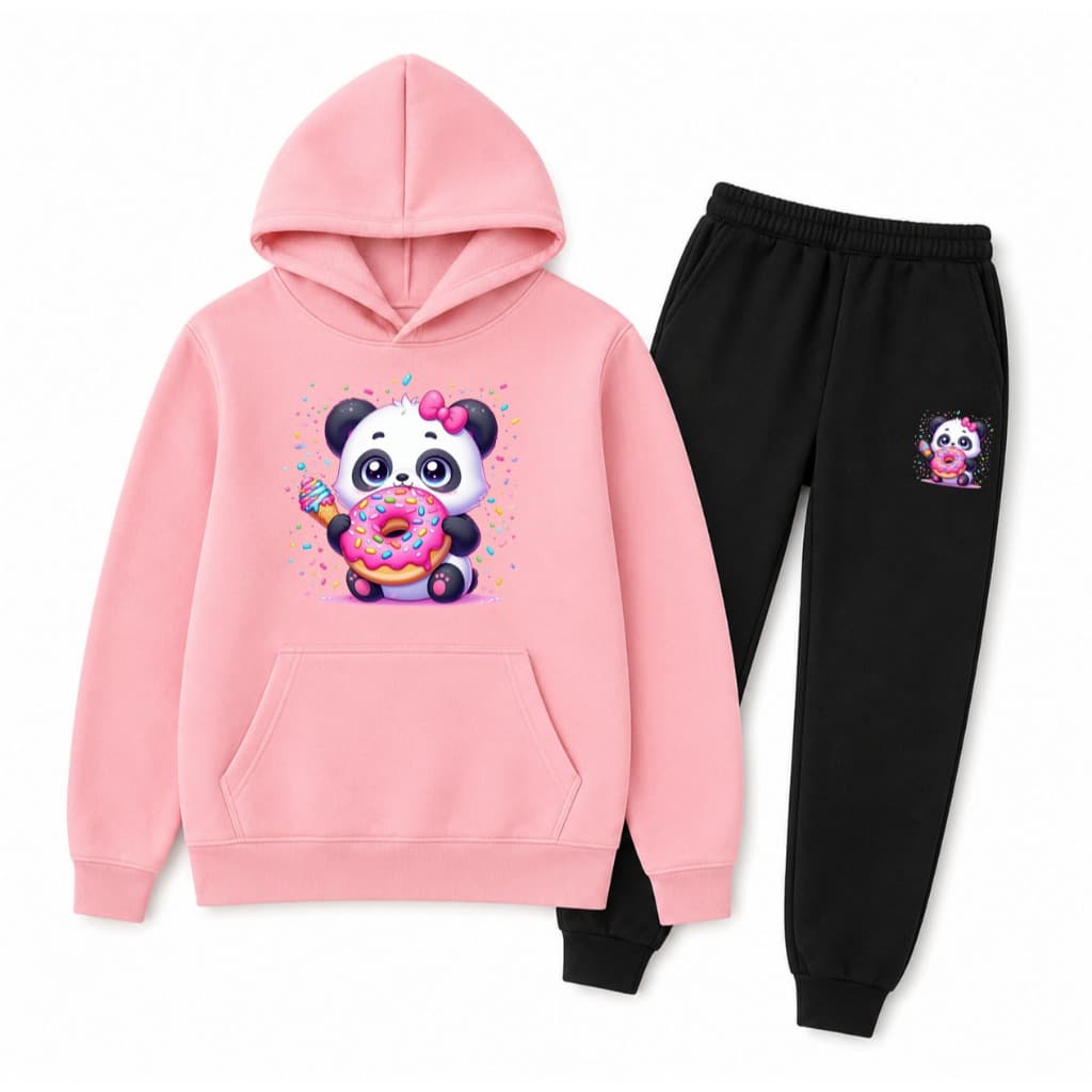 Conjunto Infantil Fofo Moletom grosso Flanelado com Capuz e Calça Moletom