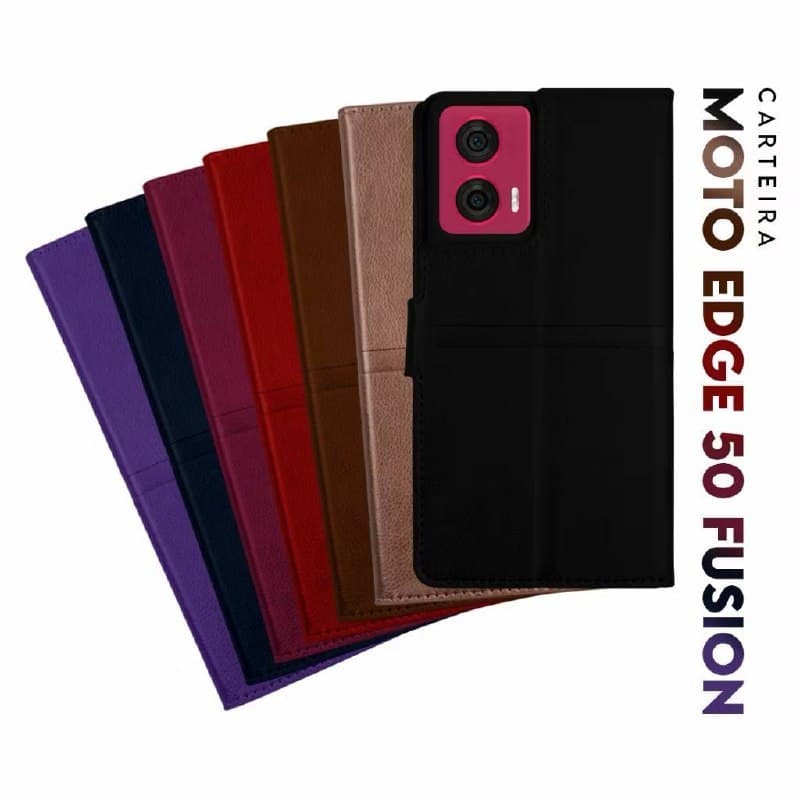 Capa Case Carteira Flip Cover Capinha Protetora 360 Para Todos Modelos MOTO EDGE 50 FUSION