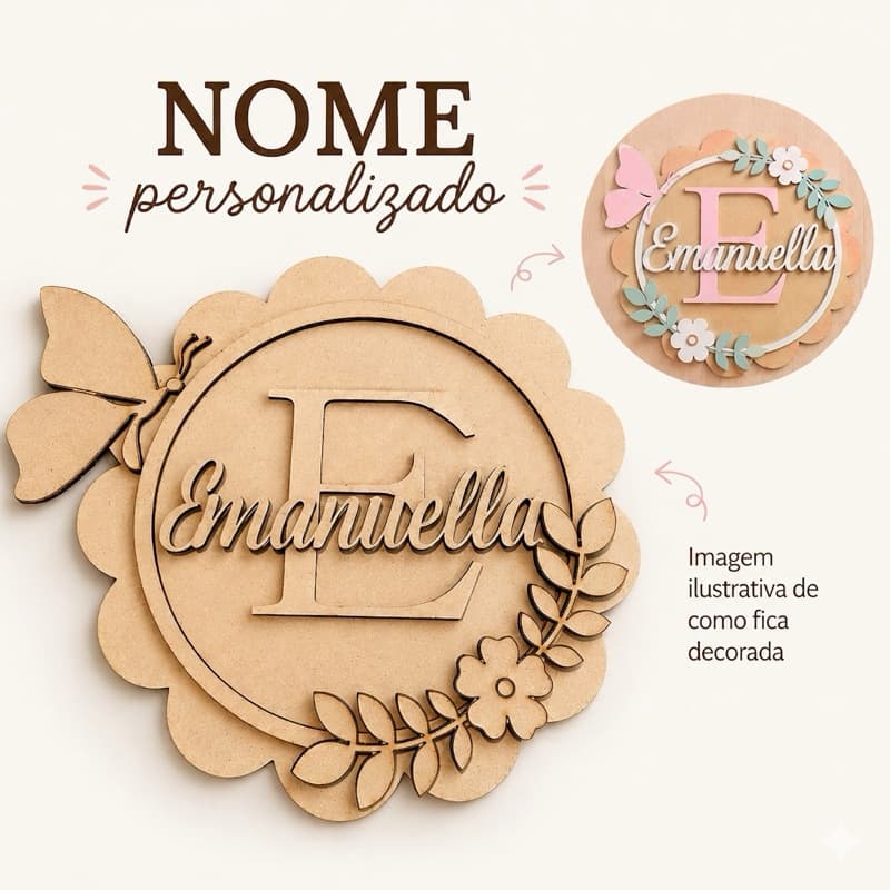 guirlanda porta maternidade personalizado enfeite quarto de bebê menina