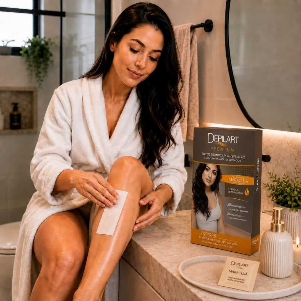 Folhas para Depilação Corporal Depilart 20 Lenços + 1 Sachê de Óleo Removedor