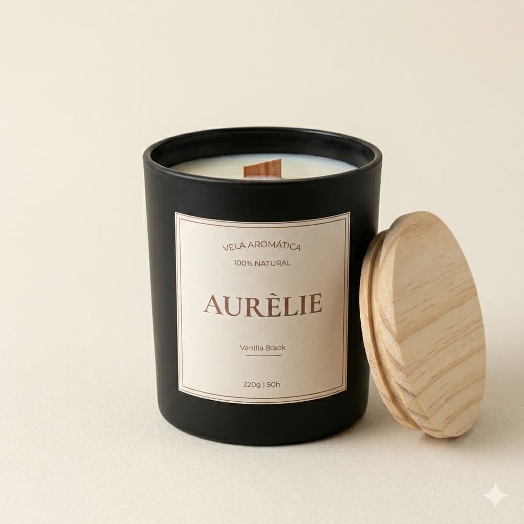 Vela Aromatica Vanilla Black Premium Intenso Sofisticado 220g
