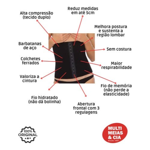 Cinta Corset Modelador Plié 50320 Control Alta Compressão