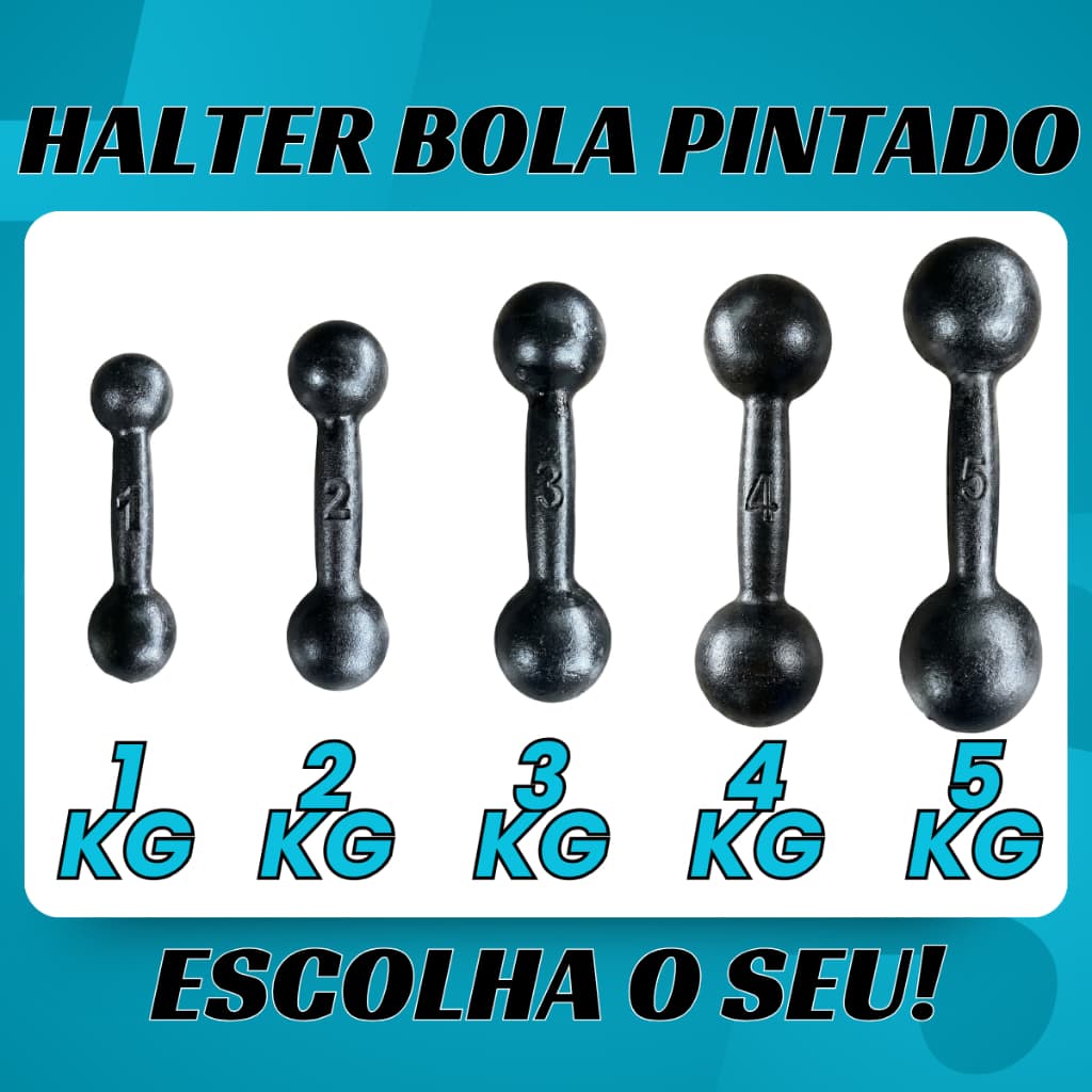 Halter Bola Pintado - 1 Unidade -1kg a 5kg- Peso de Academia