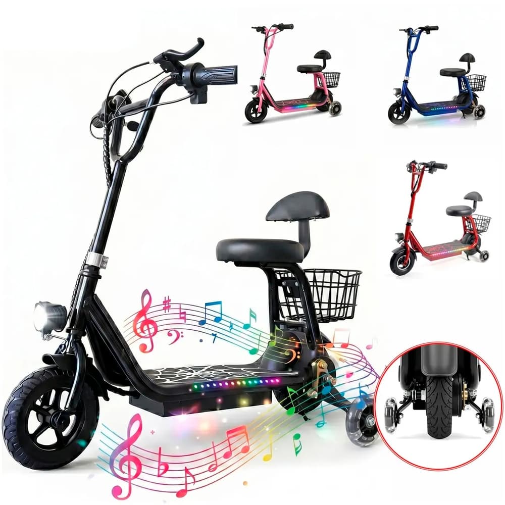 Patinete Elétrico Infantil Com Banco Assento de 350W 18KMH 10KM 80KG 8 Inch Pneus