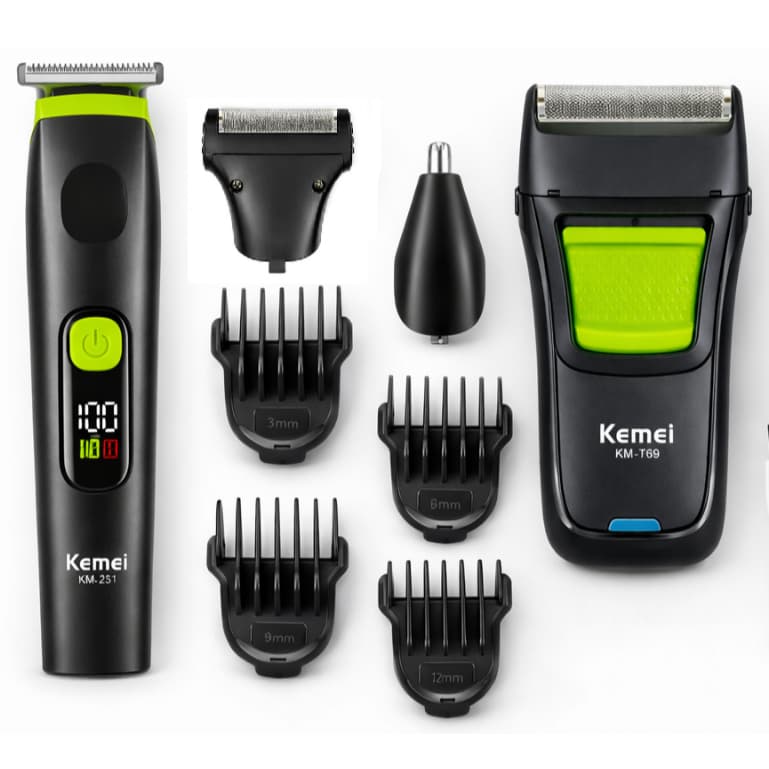 Kemei KM-251 ou Shaver KM-T69 Maquininha Green Profissional Depilação e Acabamento e Finalização