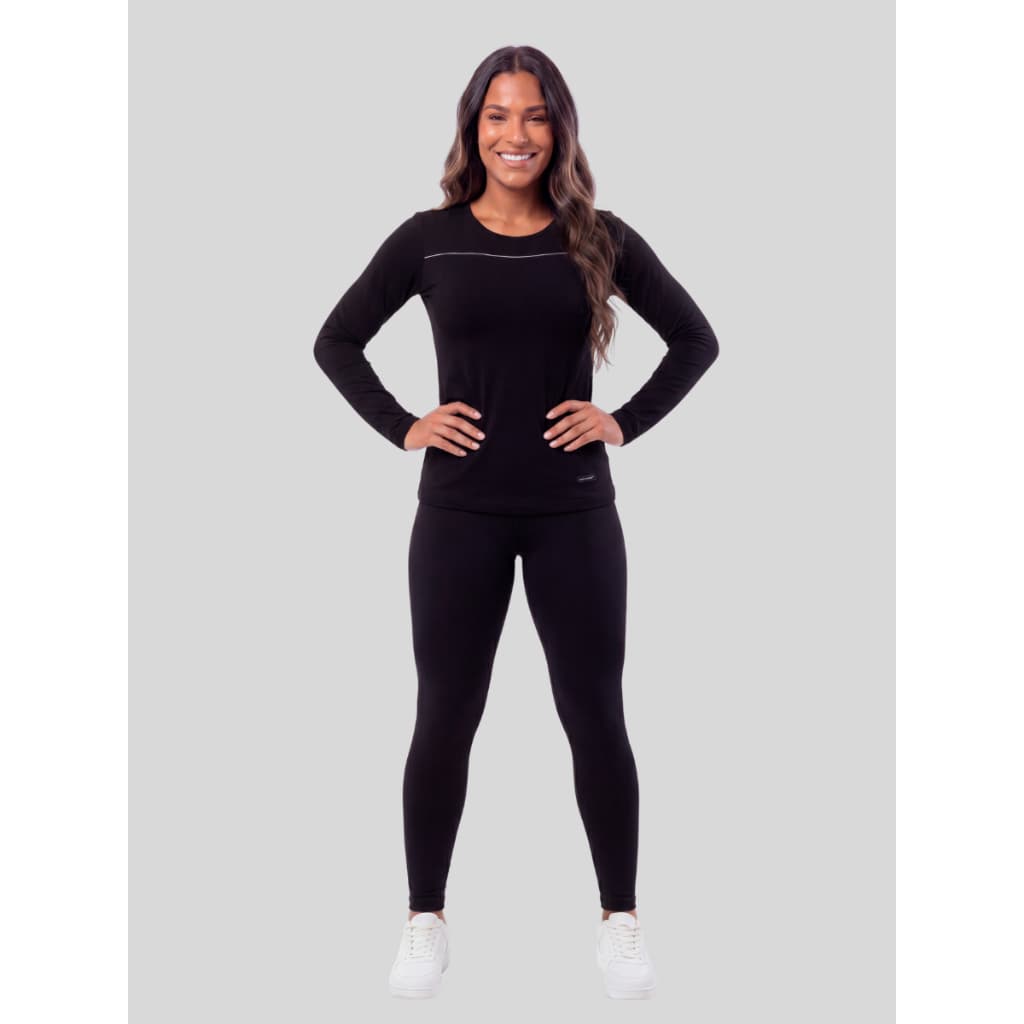 Conjunto Feminino Blusa e Legging Térmica Massam Fitness Preto