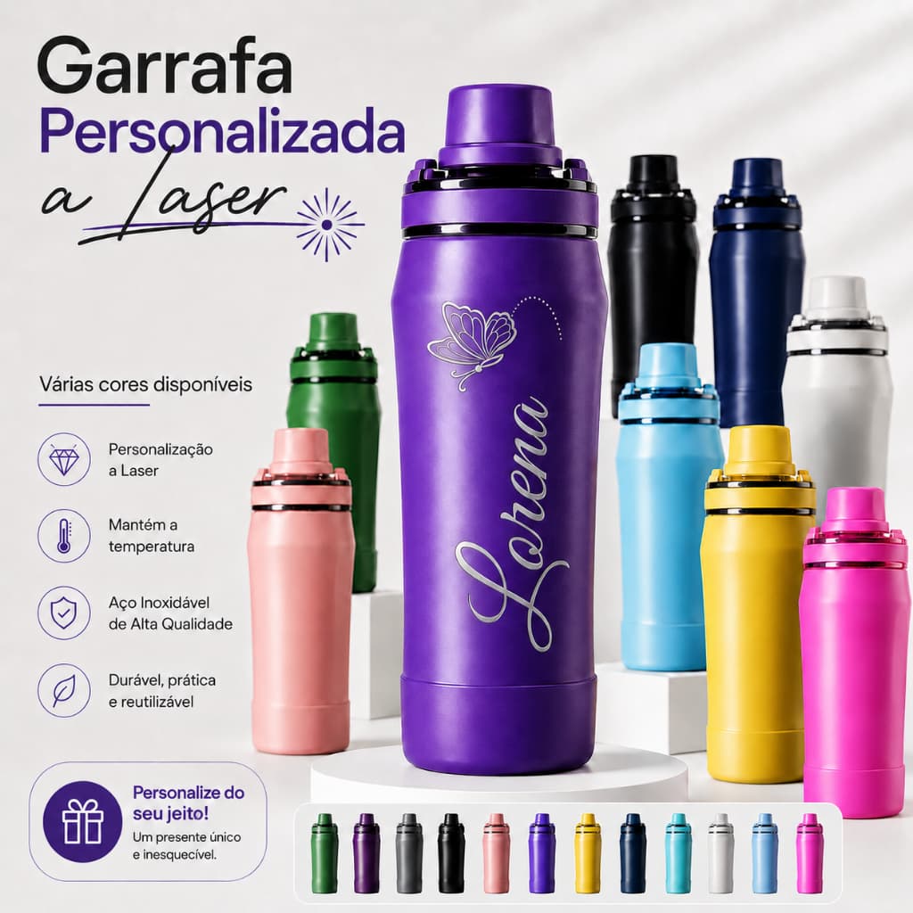 Garrafa Térmica Inox 350ML 500ML 650ML l Esportiva Academia com Capa Silicone Gelada Quente Hydra