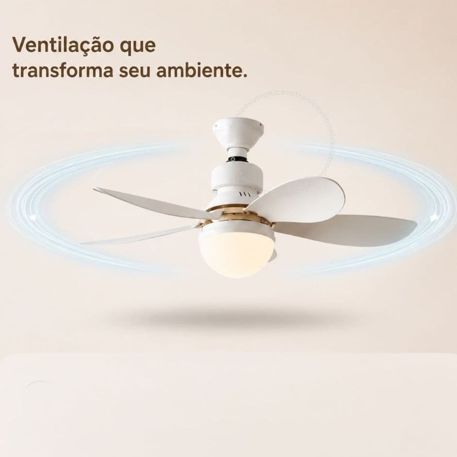 Ventilador de Teto Moderno com Luz LED, Controle Remoto, 6 Hélices | Bivolt 110w-220w 03 Niveis