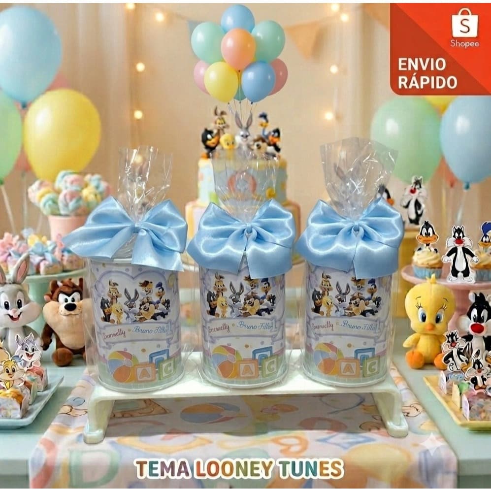 Kit Cofrinho Personalizado Festa Infantil | Lembrancinha Aniversário |Loney Tunes | Envio rápido