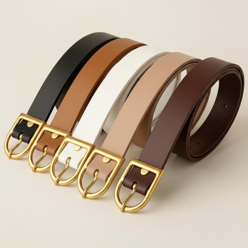 Kit 5 Cinto Fino feminino Fivela Prata Ou Dourada