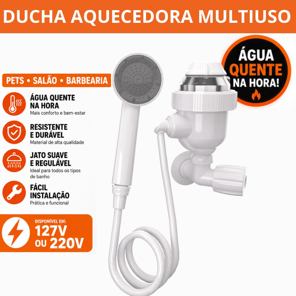 Ducha Pet Shop Salão Barbearia Aquecedora Multiuso Sintex 4 Temperaturas Branco