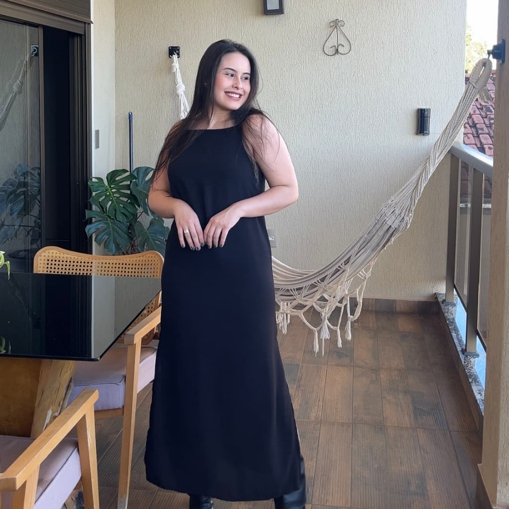 Vestido Longo Alça decote profundo