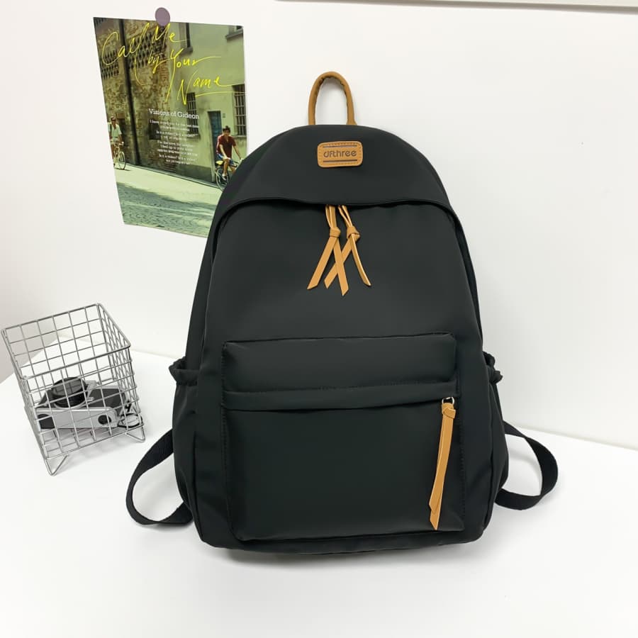 Mochila Casual Preta Unissex Escolar Universitária Viagem Leve com Bolsos Laterais
