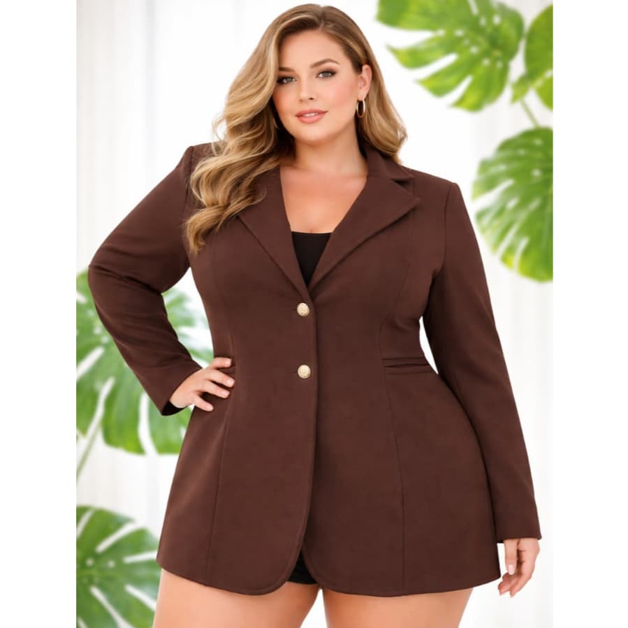 bleizer feminino plus size. tecido la batida