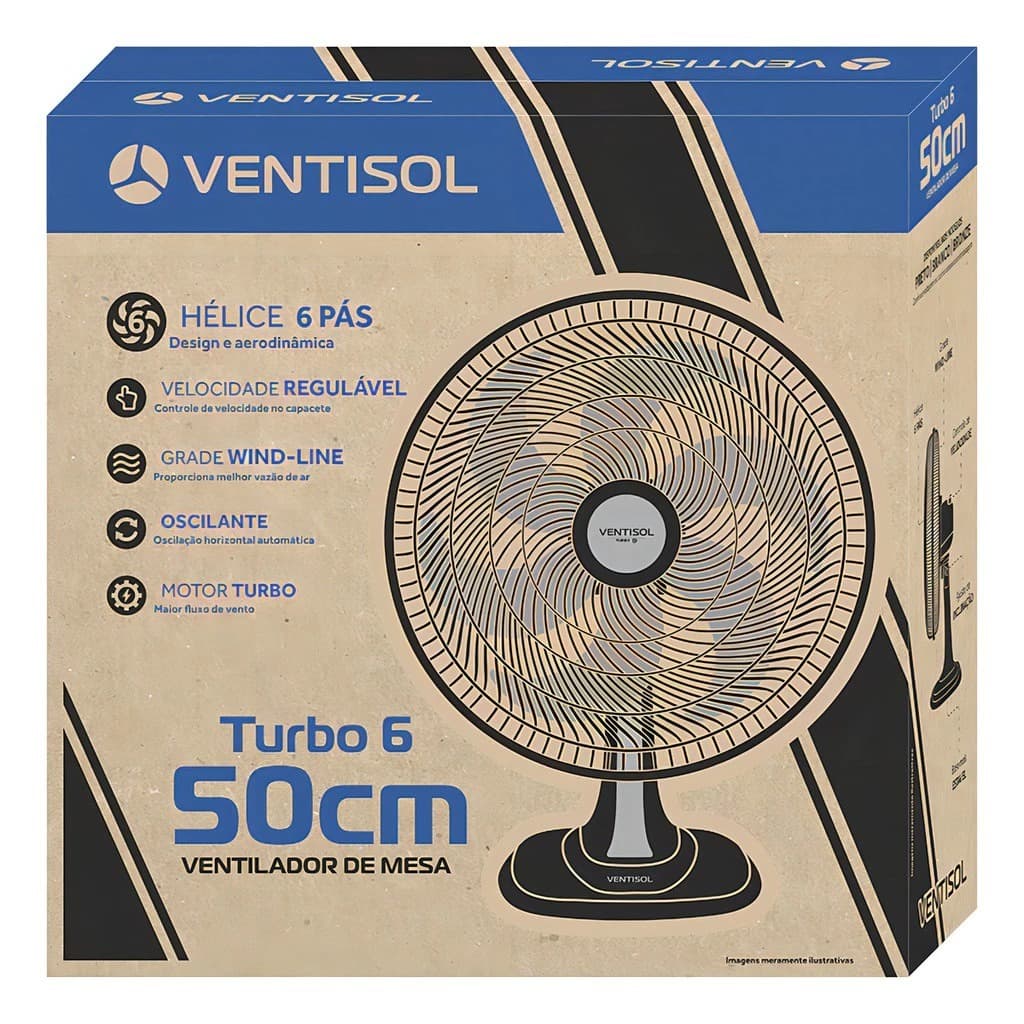 Ventilador de Mesa Ventisol Turbo 50cm 6 Pás – Potência e Ventilação para Qualquer Ambiente