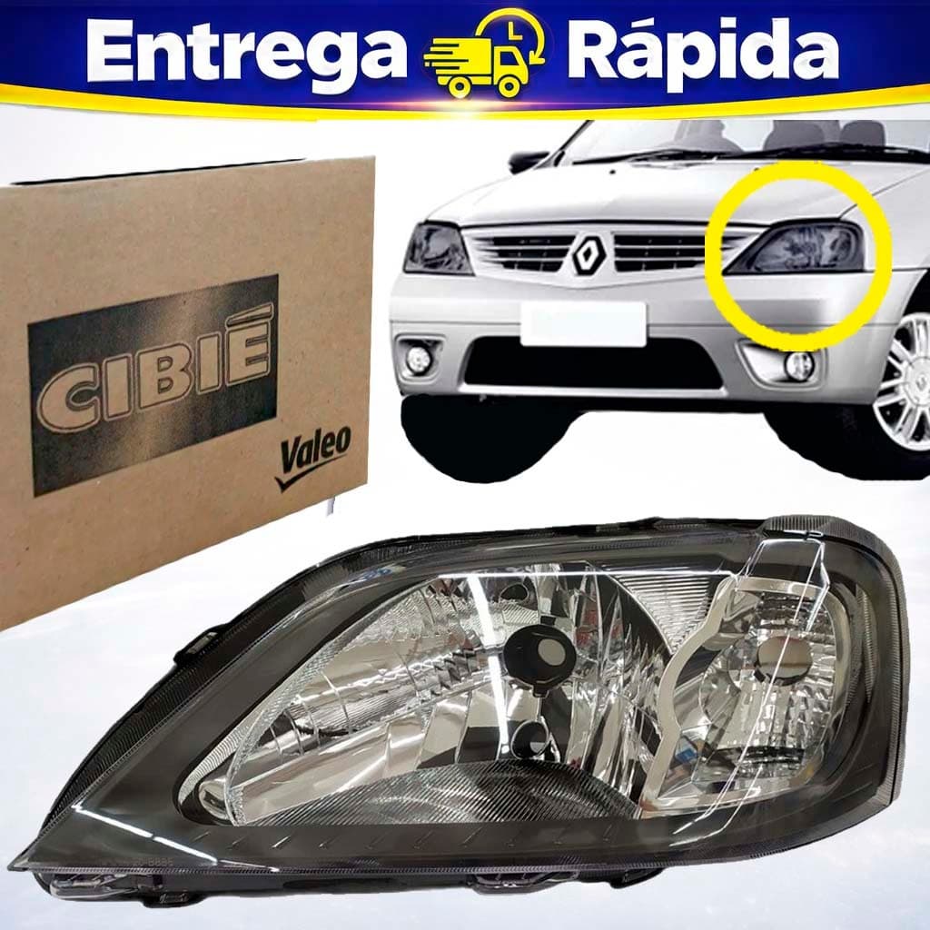 Farol Renault Logan 07 a 10 Mascara Cinza Lado Esquerdo Cibie Valeo 200007