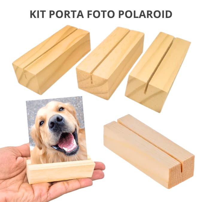 Kit 3 / 10 / 15 / 20 Suportes Porta Retrato Foto Polaroid Madeira Pinus Decoração Presente