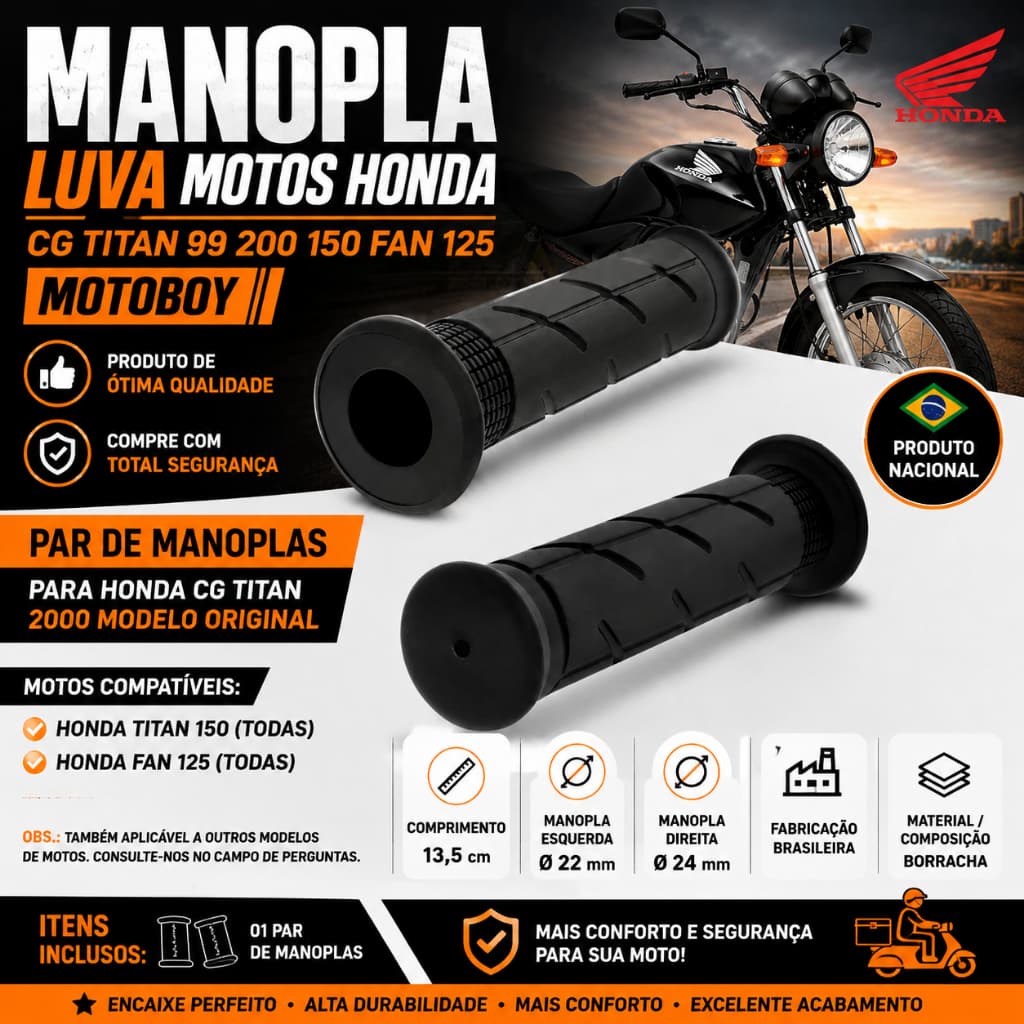 Manopla Para Motos Cg Titan Honda 150 125 Fan Original
