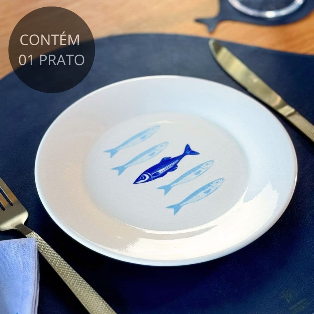 Prato de Sobremesa de Porcelana Peixes - Coleção Peixes