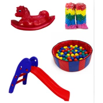 Kit Diversão Baby Completo – Unicórnio Infantil + Piscina de Bolinhas Redonda + Escorregador Baby + 100 ou 200 Bolinhas