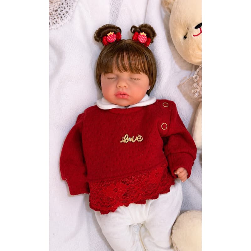 bebe reborn silicone solido mama faz xixi chupeta de verdade molinha olhos fechados dormindo loulou 34 cm Lia