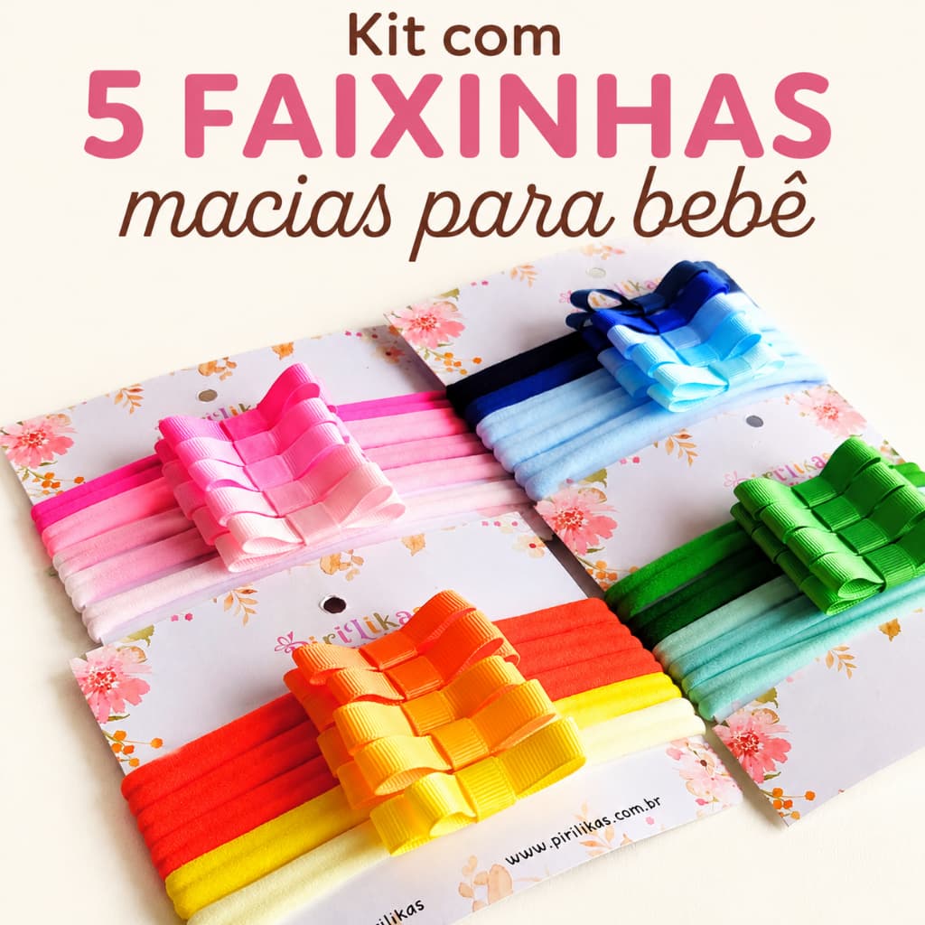 Kit 5 Faixinhas Infantil Macias para Bebê Menina RN 2 anos Saída Maternidade Não Apertam a Cabecinha