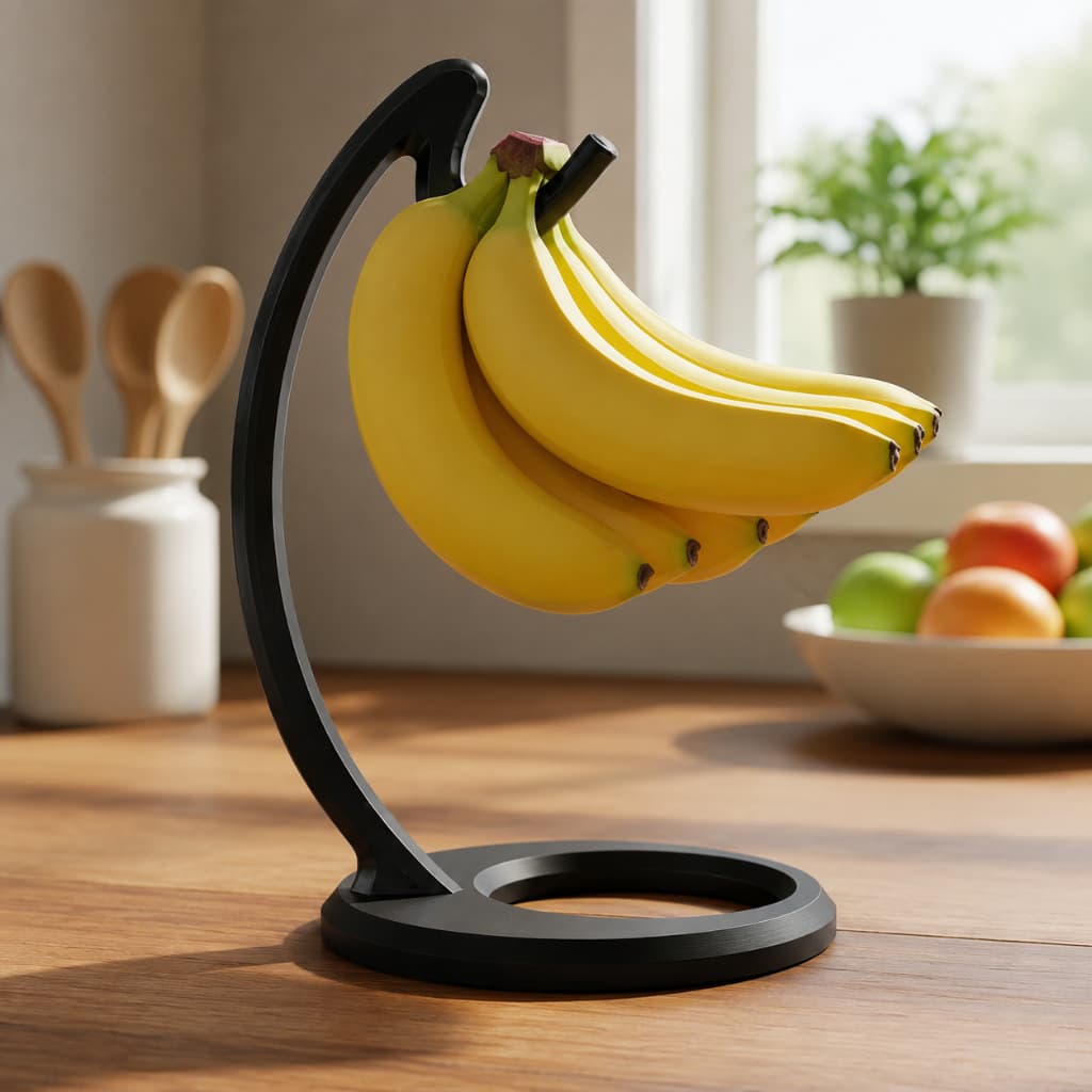 Suporte Fruteira Mesa Gancho para Pendurar Banana Multiuso Preto ou Branco